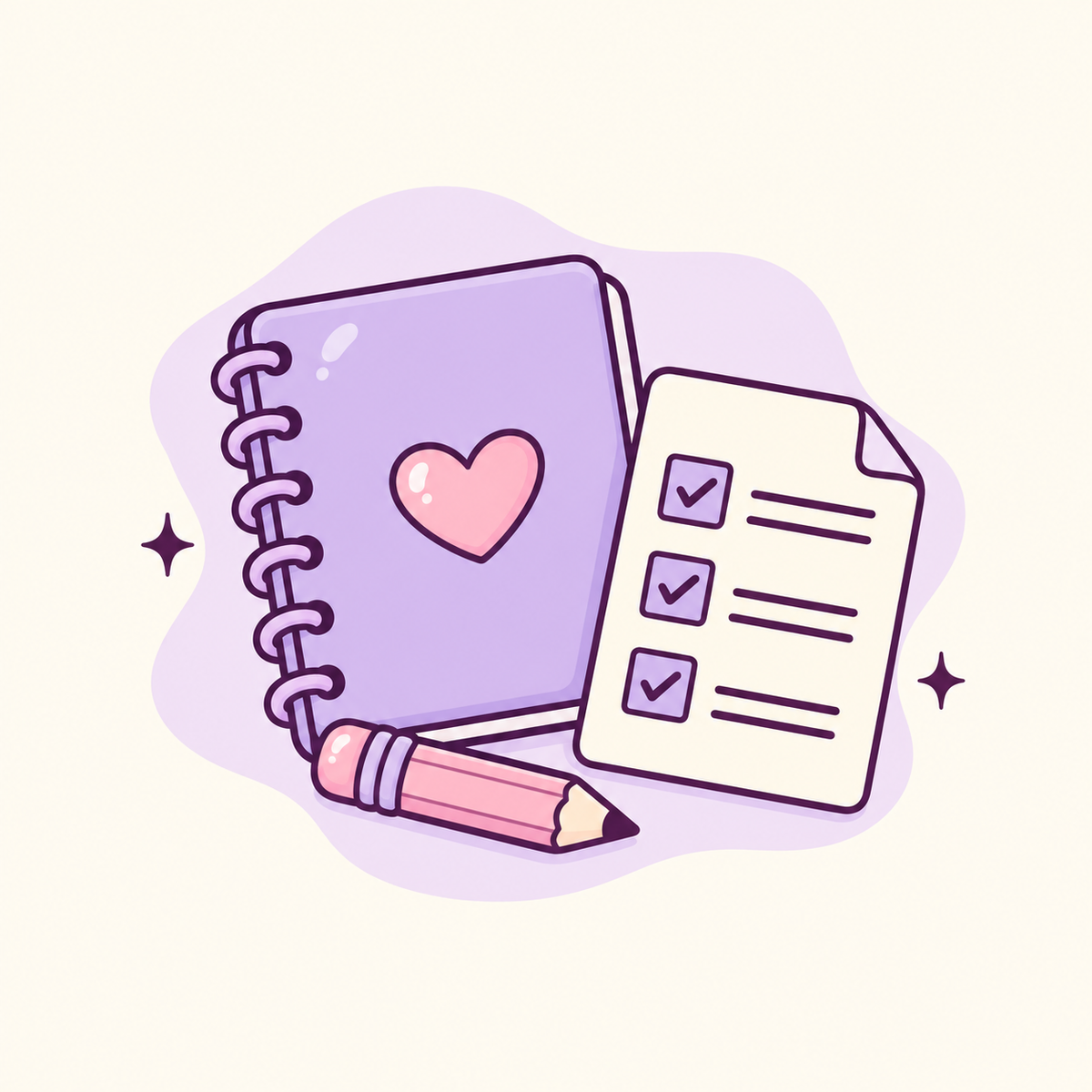 Pixel-art Planning and Practical Aids graphic in the Glitchy But Cute style