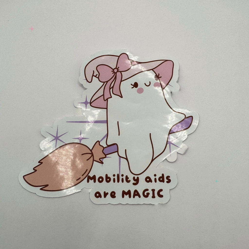 Large Mobility Aids are Magic die-cut sticker on a white background