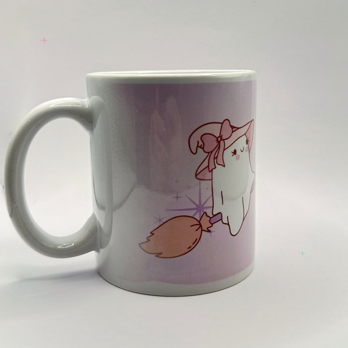 11oz Mobility Aids are Magic mug showing the witchy ghost artwork