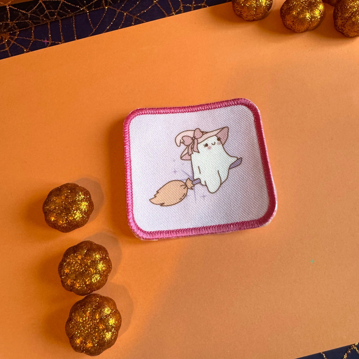 Square ghost patch on an orange autumn background