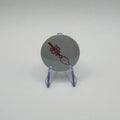 Hexecutive Dysfunction broom with bow 32mm badge on white background