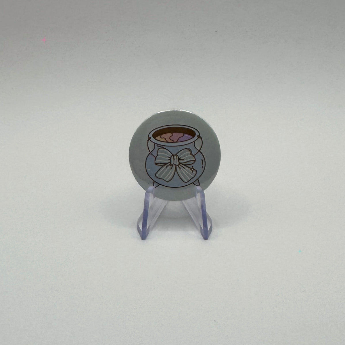 Hexecutive Dysfunction cauldron 32mm badge on white background