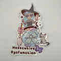Hexecutive Dysfunction 4 inch die-cut sticker on white background