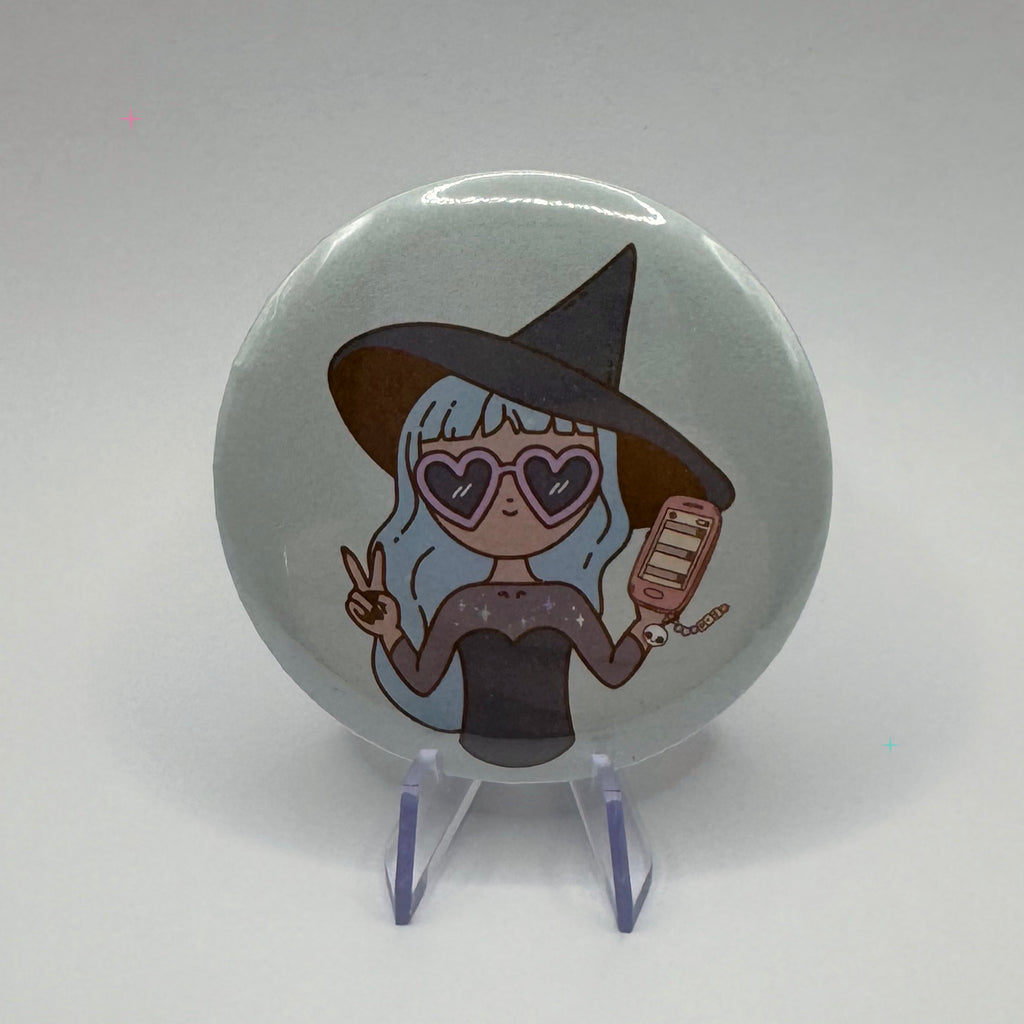 Hexecutive Dysfunction witch 58mm badge on white background
