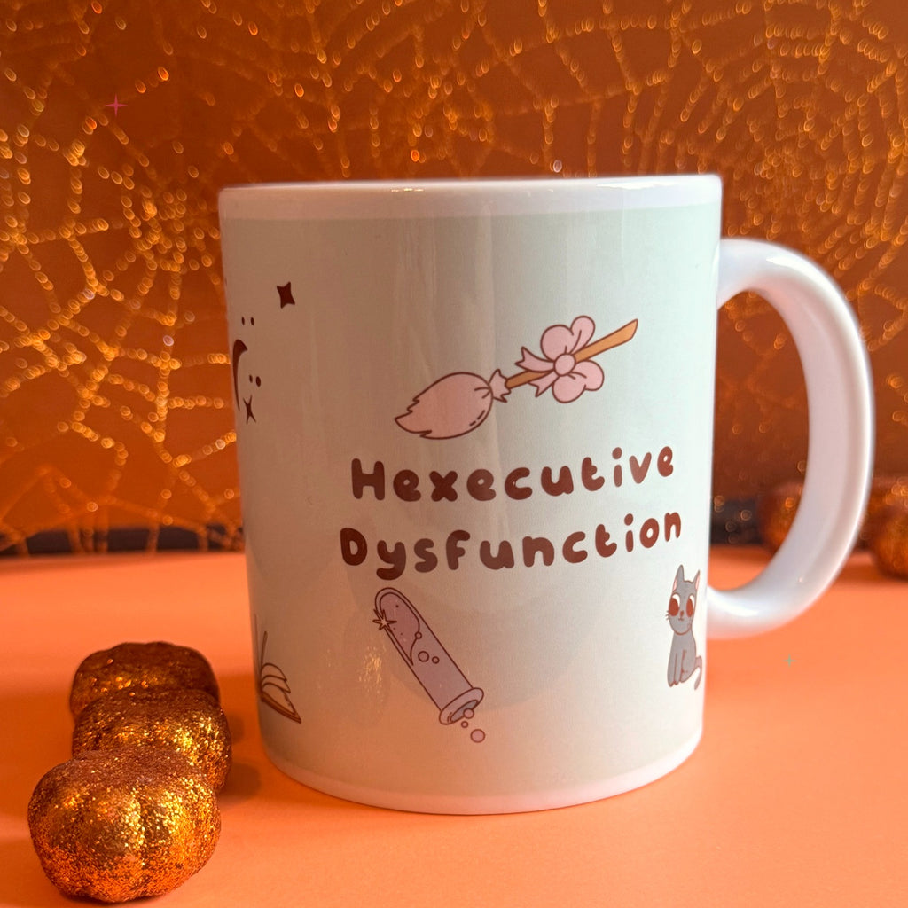 Hexecutive Dysfunction 11oz mug reverse lifestyle photo
