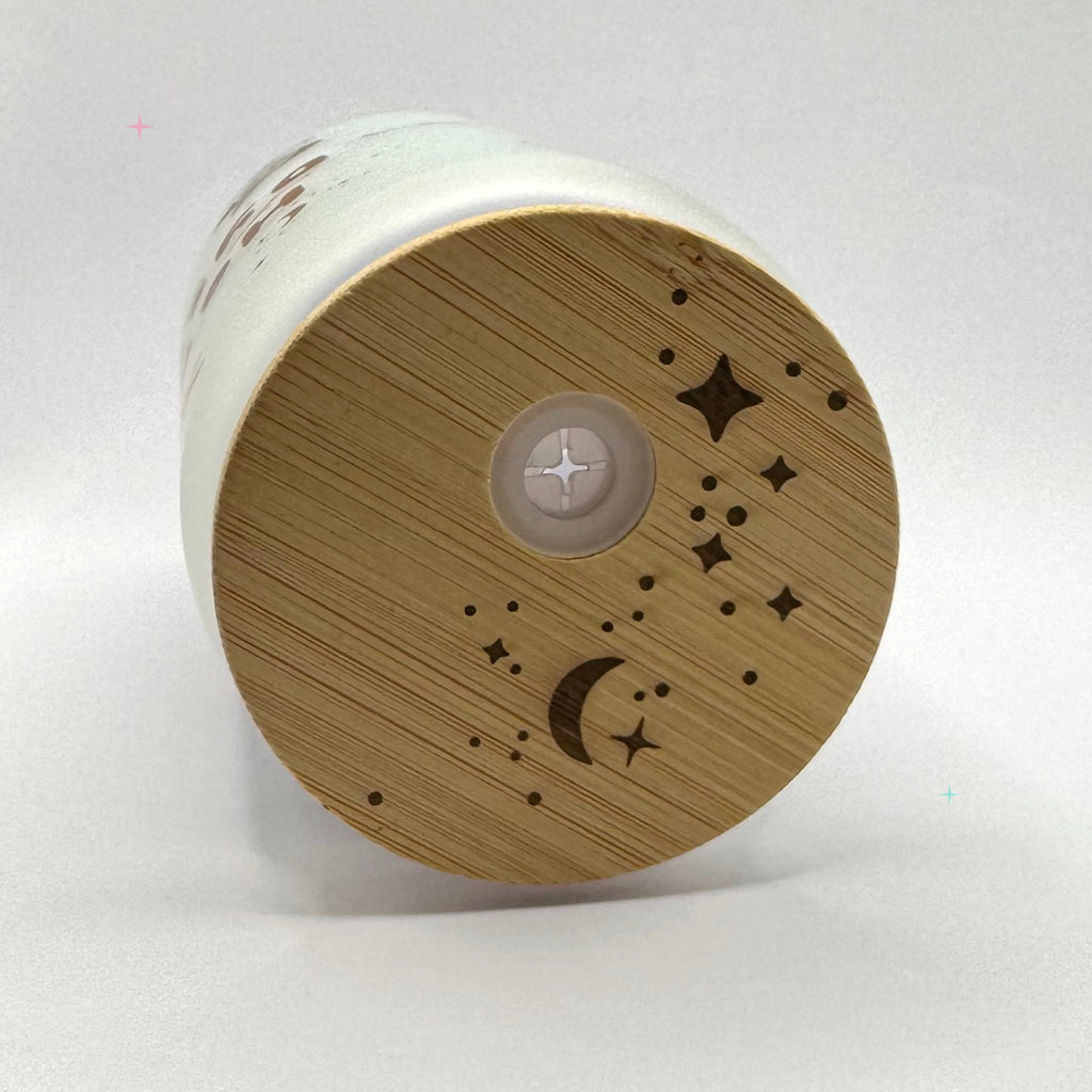 Hexecutive Dysfunction engraved bamboo tumbler lid on white background