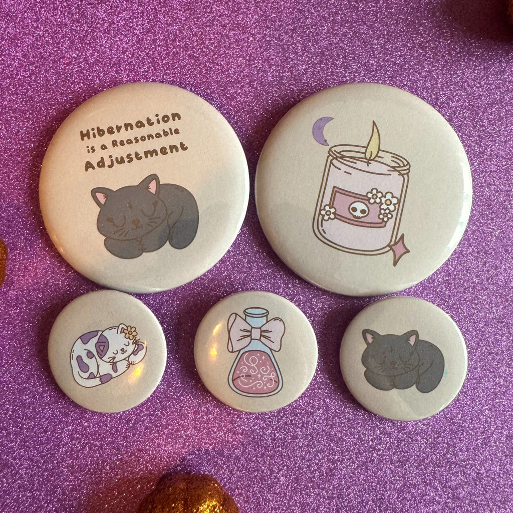 Hibernation is a Reasonable Adjustment complete five badge set lifestyle photo