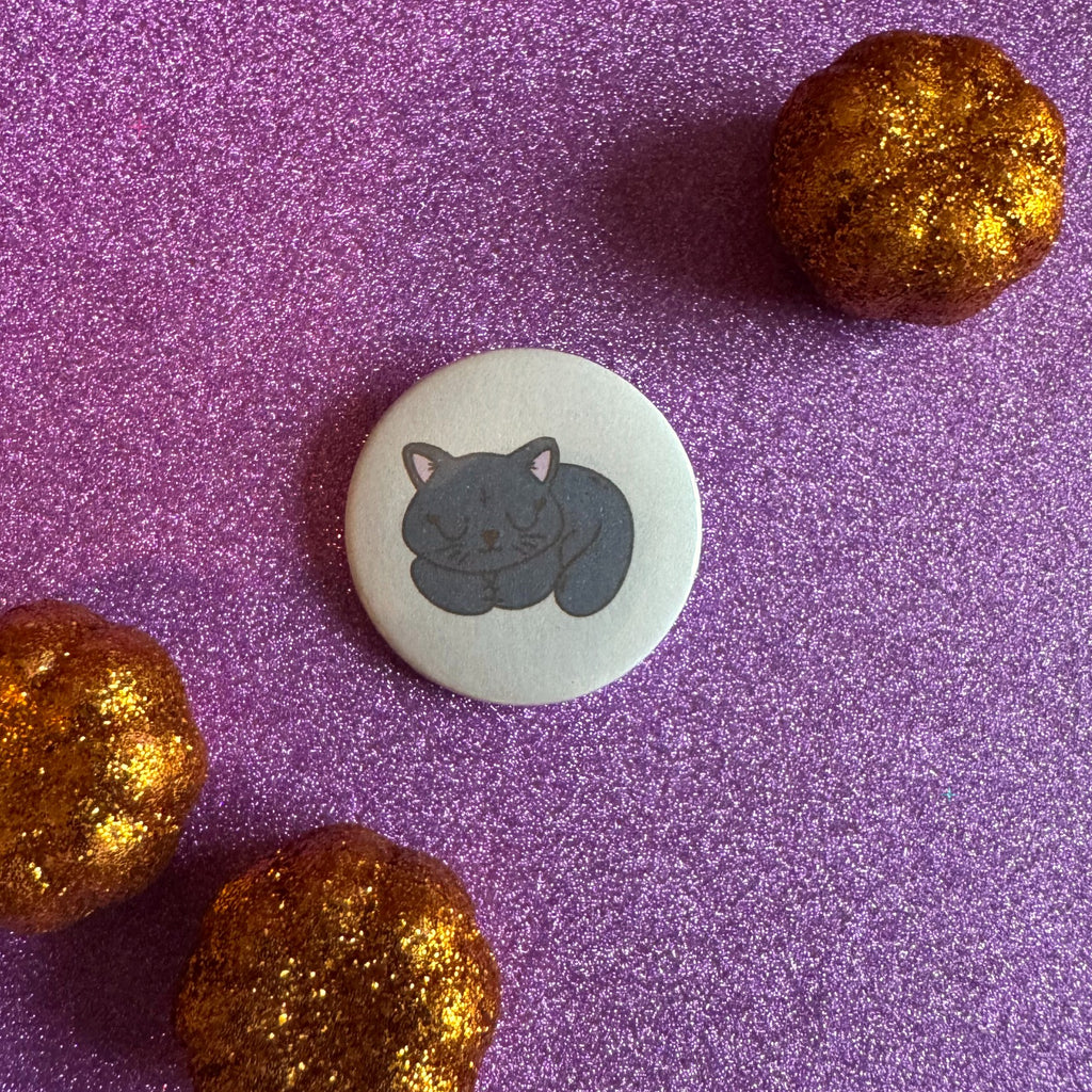 Hibernation Is a Reasonable Adjustment Goth Cat 32mm badge lifestyle photo