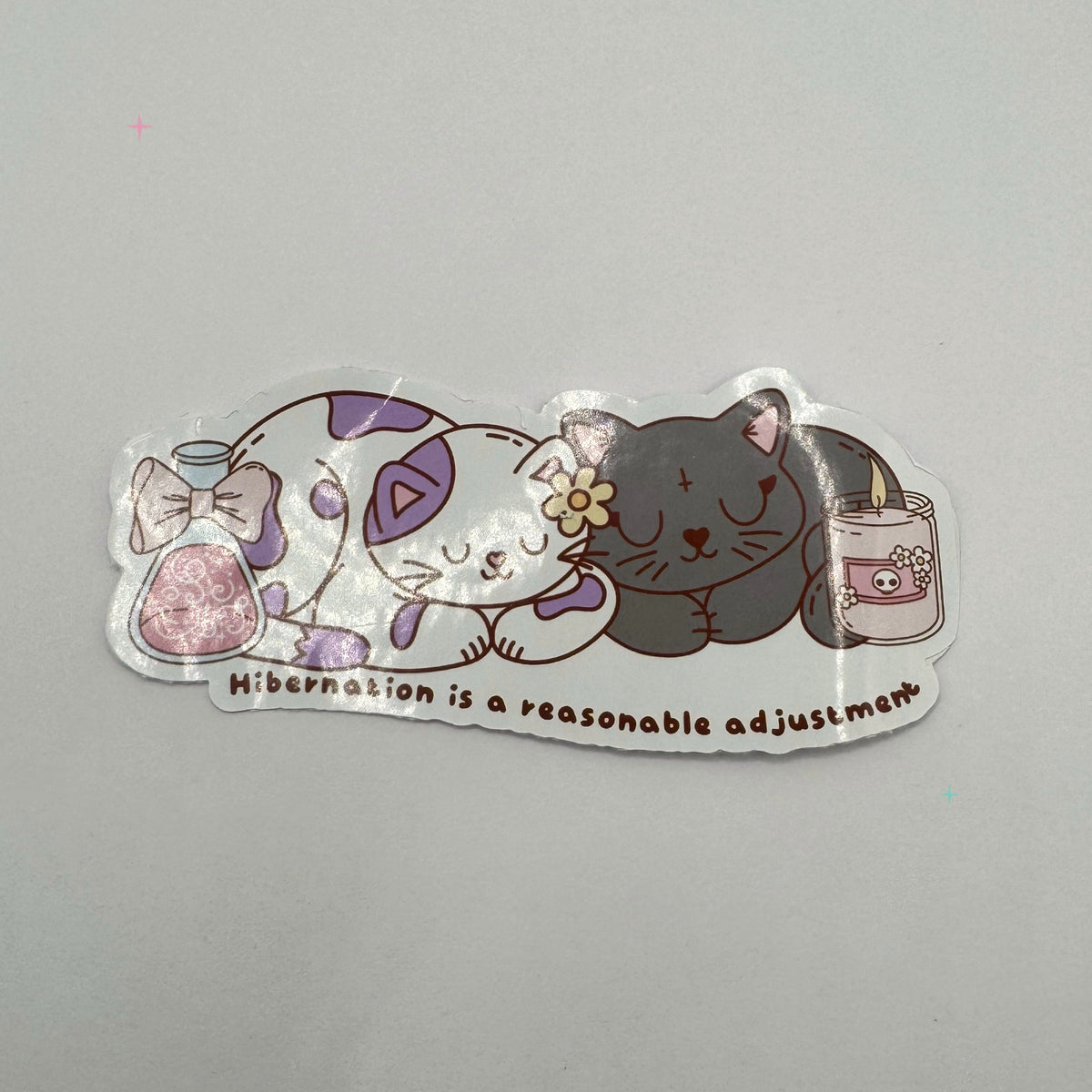 Hibernation Is a Reasonable Adjustment 4 inch die-cut sticker on white background