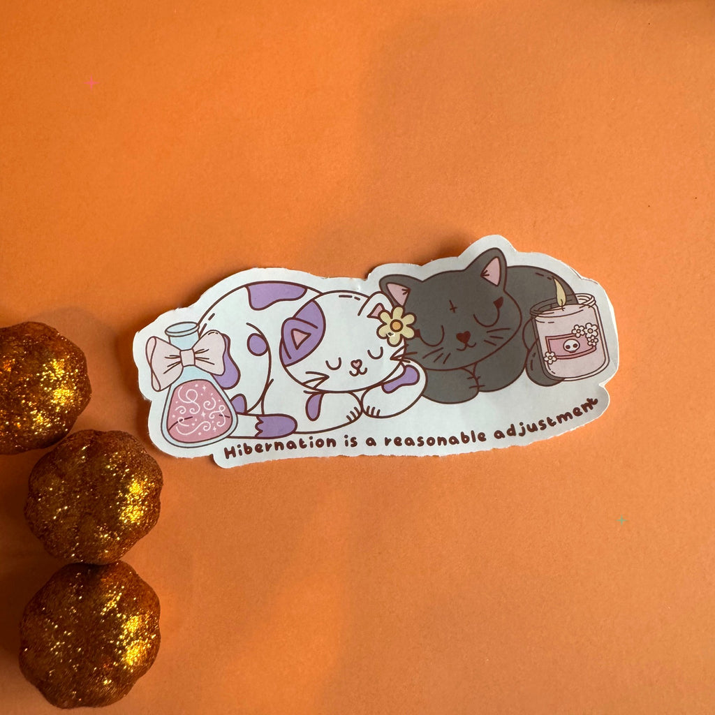 Hibernation Is a Reasonable Adjustment 4 inch die-cut sticker lifestyle photo