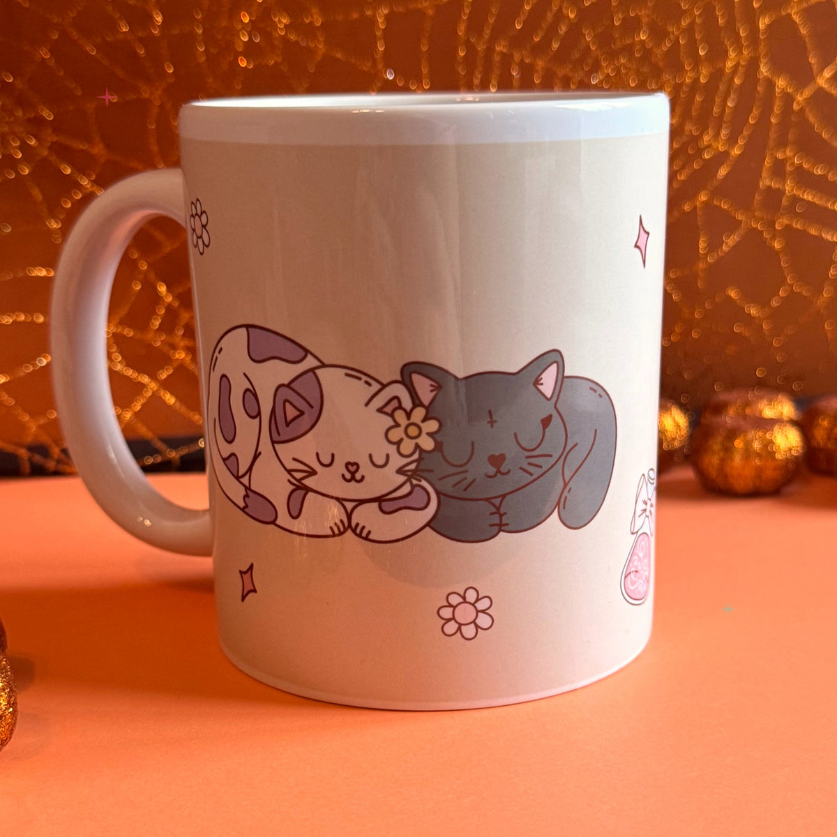 Hibernation Is a Reasonable Adjustment 11oz mug sleeping cats side lifestyle photo