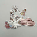 Large Pumpkin Spice and Symptom Spikes die-cut sticker on a white background