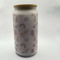 Frosted Pumpkin Spice and Symptom Spikes glass tumbler on a white background